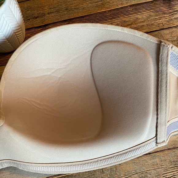 Delimira Tan Jacquard Strapless Bra Plus Size 38D EUC - Picture 7 of 11